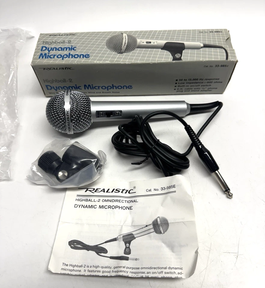 VINTAGE NOS REALISTIC Omnidirectional Microphone HIGHBALL-2 600 OHMS 33-985E - Image 1 of 4