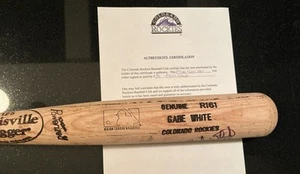 Gabe White Spiel gebrauchter Schläger Colorado Rockies Team LOA signiert - Bild 1 von 5
