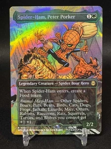 🌈 Spider-Ham, Peter Porker (Borderless FOIL) 201 MTG Marvel's Spider-Man NM/M - Picture 1 of 1