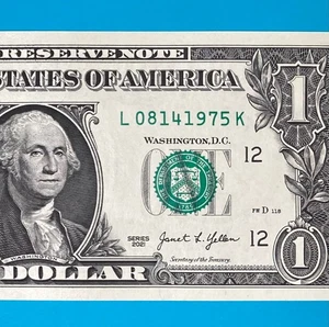 August 14, 1975 (L 08141975 K) BIRTHDAY Note $1 One Dollar Bill *UNC* - Picture 1 of 4