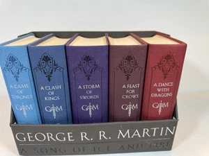 George RR Martin Game Of Thrones A Song Of Ice And Fire Book Set Leather 5 Books - Picture 1 of 8