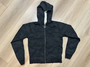 Stussy Women Sherpa Lined Full Zip Hoodie Black Camo size L - Picture 1 of 12