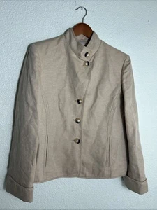 Evan Picone Damen Mantel mit großen Knöpfen beige Leinen Baumwollmischung - Bild 1 von 16