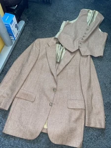 Abrigo y chaleco deportivo vintage de lana espiga coñac Chaps Ralph Lauren años 70 WOW - Imagen 1 de 23