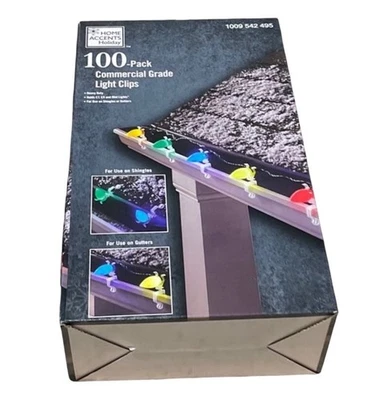 Paquete de 100 clips de luz navideños de grado comercial para todo uso para detalles para el hogar. Nuevo en caja Foto 1 de 3