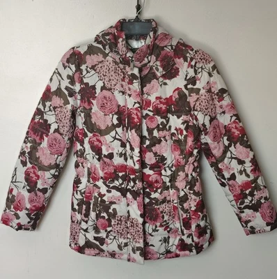 CHAQUETA ABOMBADA DENNIS BASSO CON CAPUCHA BLANCA FLORAL DAMAS M Foto 1 de 4