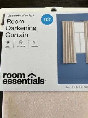 Room Essentials 42 x 63 Room Darkening Light Pink Single Curtain Panel - Image 1 of 4