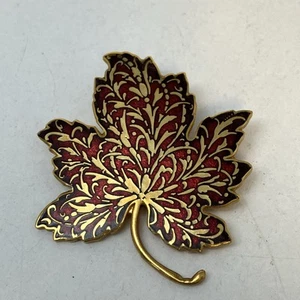MMA 1985 Maple Leaf Gold Red Enamel Metropolitan Museum of Art 2” Pin Brooch - Picture 1 of 4