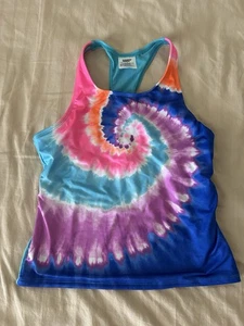 Lands End Girls Tankini Top Blue Tie Die Swirl Size 12 UPF 50 - Picture 1 of 2