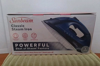 Nuevo Sunbeam 1250 vatios clásico plancha de vapor apagado automático 360 cable giratorio Foto 1 de 4
