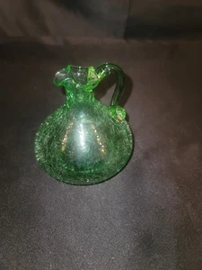 Hand Blown Green Crackle Cruet - Picture 1 of 9