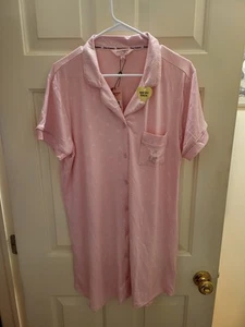 💕JUICY COUTURE "Sleepwear"  (Size L) Pajama Shirt Top (Button Up Front) Pink💕 - Picture 1 of 3
