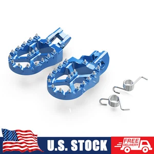 Billet MX Foot Pegs Rests Pedals For Husqvarna TC85 TC125 TC250 2018-2022 Blue - Picture 1 of 11