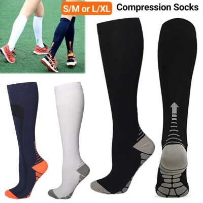Compression Socks Men & Women Varicose Veins Anti-Fatigue Flight Travel Running - Image 1 of 4