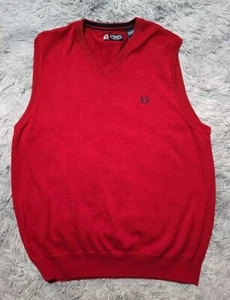 Chaps Men's Sweater Vest Size L Red 100% Cotton Golf Casual No Care Tag EUC - Picture 1 of 10