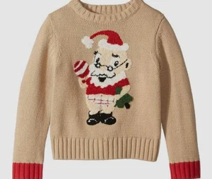 $63 Whoopi Baby Toddler Boy Stretch Beige Holiday Santa Pullover Sweater Size 5T - Picture 1 of 2