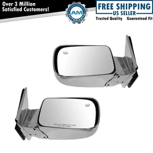 Mirror Side View Power Heated Chrome LH RH Pair Set for Suburban Tahoe Yukon - Picture 1 of 11