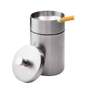 Stainless Steel Auto Ashtrays With Lid Car Ashtray Smell Proof Portable Smokeles - Picture 1 of 8