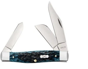 CASE XX 51861 LARGE STOCKMAN KNIFE POCKET WORN MEDITERRANEAN BLUE BONE 6375 SS - Picture 1 of 5