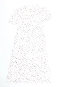 Per Una Womens White Floral Cotton Blend A-Line Size 8 V-Neck - Picture 1 of 10