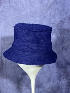 Vintage Aris Ladies Blue Bucket Acrylic Knit Hat Made in USA - Picture 1 of 5