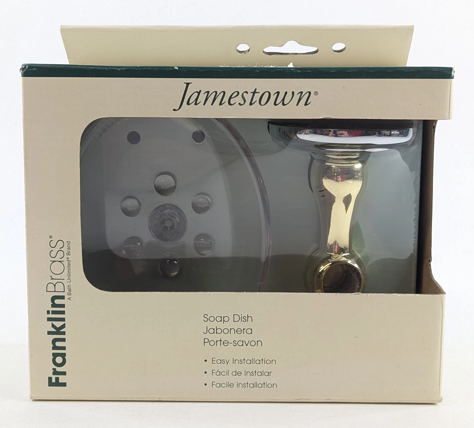 Franklin Brass SOAP DISH - Polished Brass & Chrome - Jamestown Series - NEW - Image 1 of 3