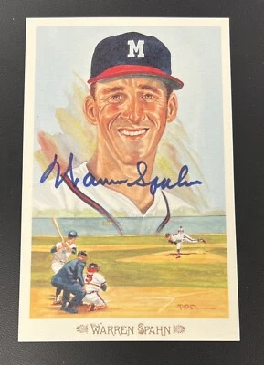 Original Baseball HOF Postcard Auto Signed Warren Spahn Autograph Auto - Image 1 of 3