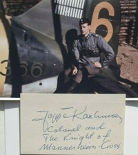 Jorma Karhunen Finnish Air Force Ace Credited 31 Aerial Victories Signed Card