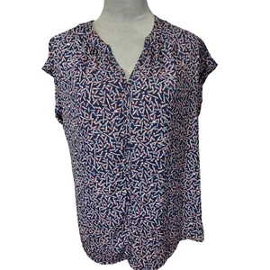 Blusa Pleione Mujer Top Azul Marino Manga Gorra Popover Estampado Geográfico Y2K Pequeña - Imagen 1 de 5