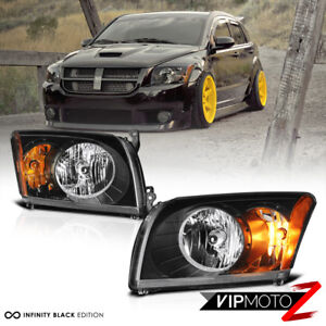 For 07-12 Dodge Caliber "SRT STYLE" Black Front Headlights Assembly LEFT+RIGHT