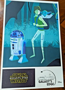 Galaxy's Edge Luke Skywalker Yoda R2D2 Poster print 11x17 Disney - Picture 1 of 4