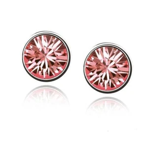 Pendientes pequeños de cristal para mujer y niñas joyería rosa salmón (opciones de 9 col) - Imagen 1 de 3