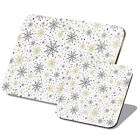 1 Placemat & 1 Coaster Set Black Yellow Snowflake Pattern Christmas #170417