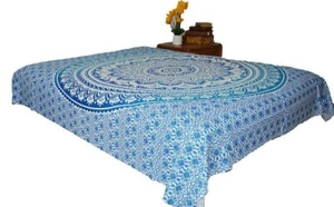 AamiraA Hippie Blue Green Mandala Tapestry Ombre Wall Hanging Throw Dorm Decor - Picture 1 of 10