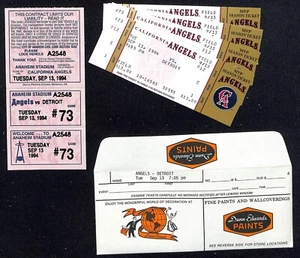 Biglietti California Angels - 4 mai usati 13/09/94 Strike - gioco non giocato - Foto 1 di 2
