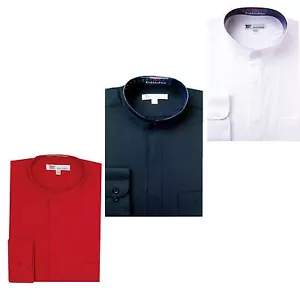 Men's Classy Mandarin Collar hidden button Dress Shirt Many Colors SG 01 - Picture 1 of 7