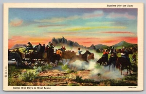 Postcard: Cattle War Days, West Texas, MC Cormick, Curt Teich, 1943, Unposted - Picture 1 of 2