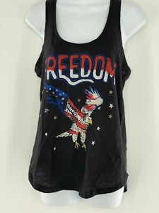 Rock & Republic Women Small Tank Top Racerback Freedom Eagle Black Shirt - Picture 1 of 6