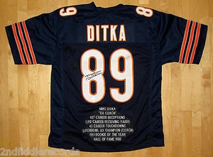 MIKE DITKA-CHICAGO BEARS-Maglia Statistica Calcio Autografata-JSA Autenticata - Foto 1 di 1