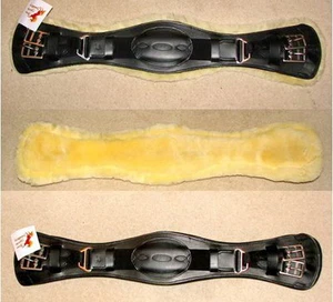 FSS Leather SHEEPSKIN LINER Humane Anatomic Comfort SHAPED Dressage Girth BLACK - Picture 1 of 2