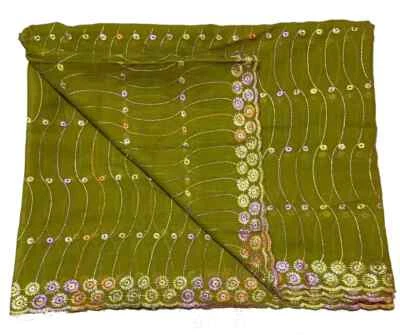 Vintage Dupatta Chiffon Georgette Floral Embroidered Long Stole Wrap scarf Hijab - Image 1 of 4