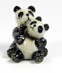 Miniature Porcelain Panda with Baby Figurine Approx 3cm HIgh - Picture 1 of 3