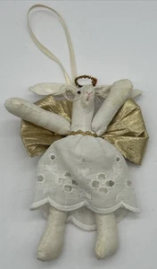 Angelo coniglietto in tessuto fatto a mano decorazione natalizia 5 pollici J00 - Foto 1 di 8