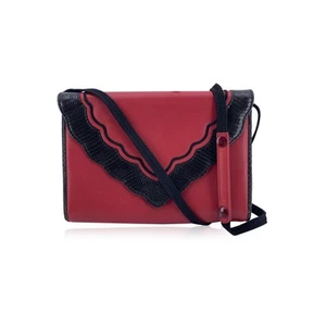 Yves Saint Laurent Black Red Leather Convertible Crossbody Bag - Picture 1 of 6
