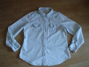 MONSOON BLUE STONEWASH COTTON LONG SLEEVE BUTTON SHIRT UK 14 - Picture 1 of 13