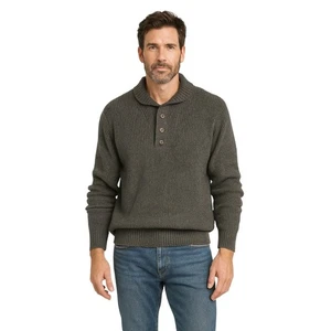 Eddie Bauer Cotton Knit Henley Sweater NWT Pullover Outdoor Casual Mens Sage-L - Picture 1 of 8