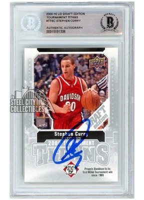 Stephen Curry 2009-10 UD Draft Edition Tournament Titans Autograph Rookie BAS - Image 1 of 2