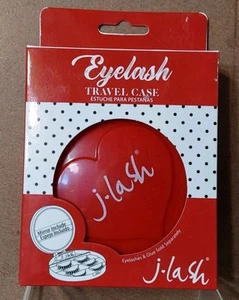 J Lash Falsche Wimpern Hardcase Reisehalter mit Spiegel hält 3 Wimpern Kleber Rot - Bild 1 von 3
