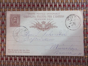 Cartolina Italia alla Germania 1884 Cancelleria Postale - Foto 1 di 2