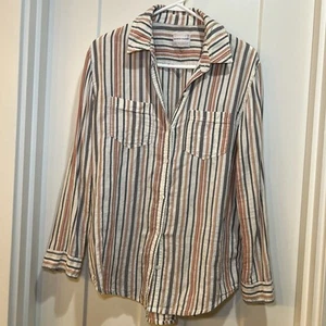 Camisa de algodón a rayas multicolor talla pequeña Melrose & Market para mujer - Imagen 1 de 9